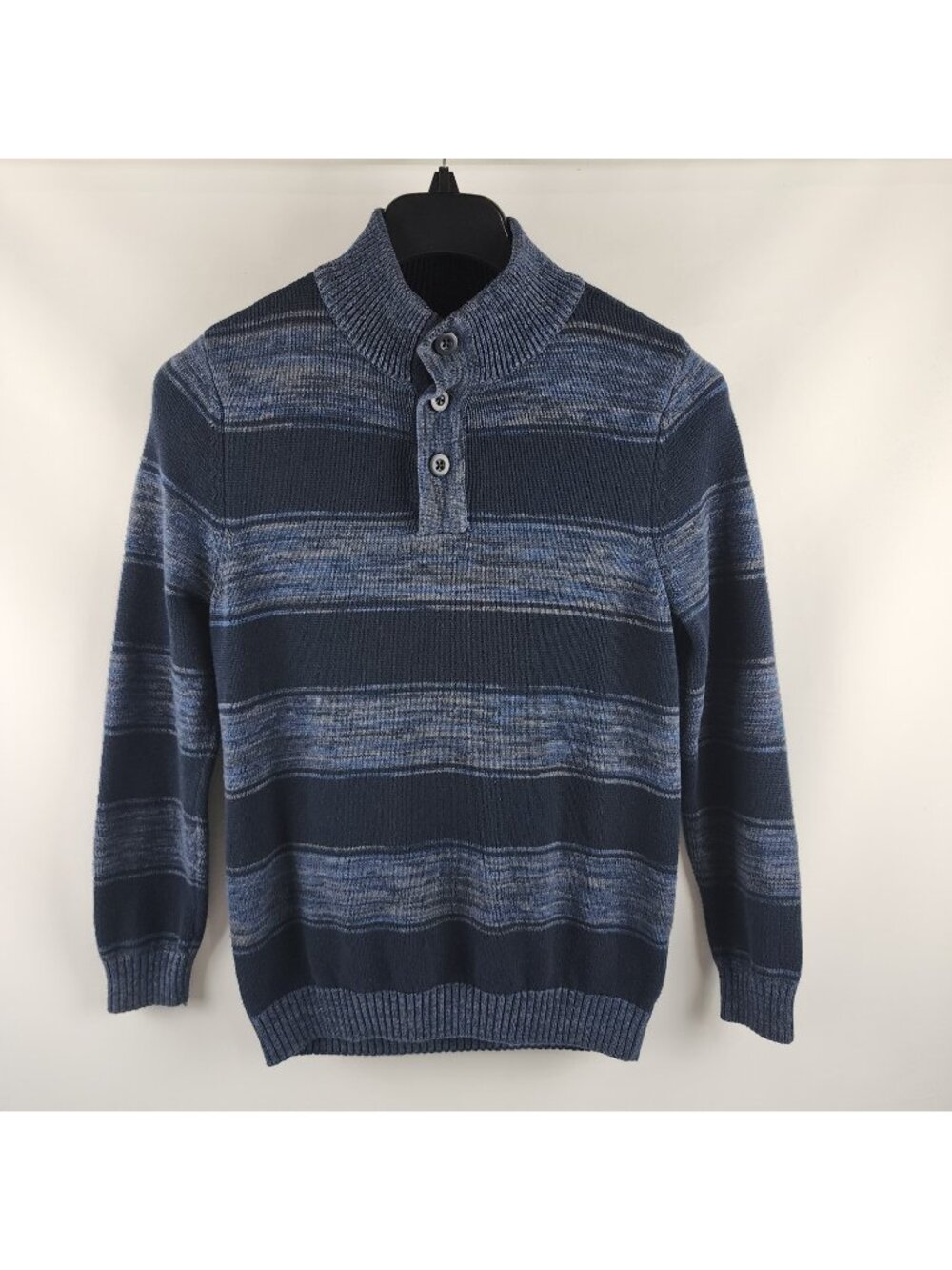 Urban Pipeline Sweater Boy XL Blue Stripe Shawl Collar Mock Neck Henley Pullover